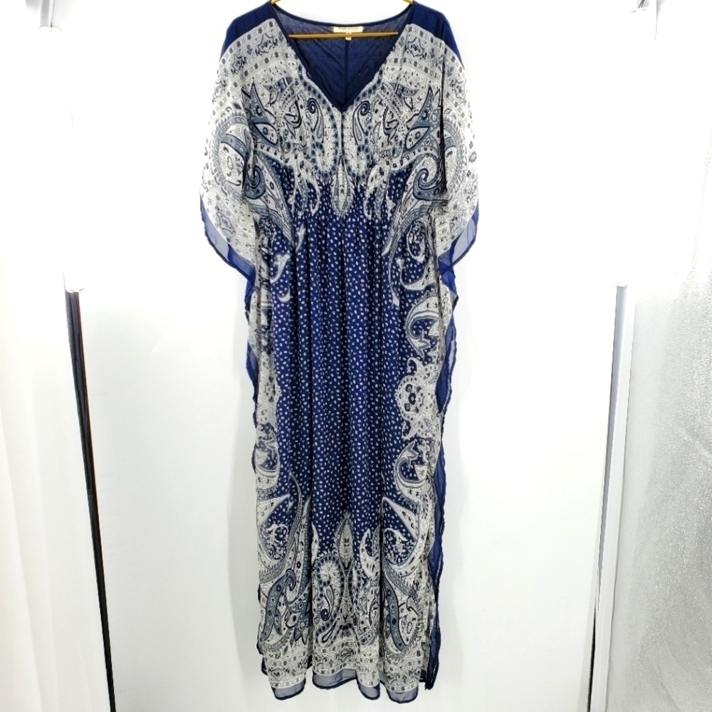 Speed Control NY navy blue and white long flowing dress 1X
